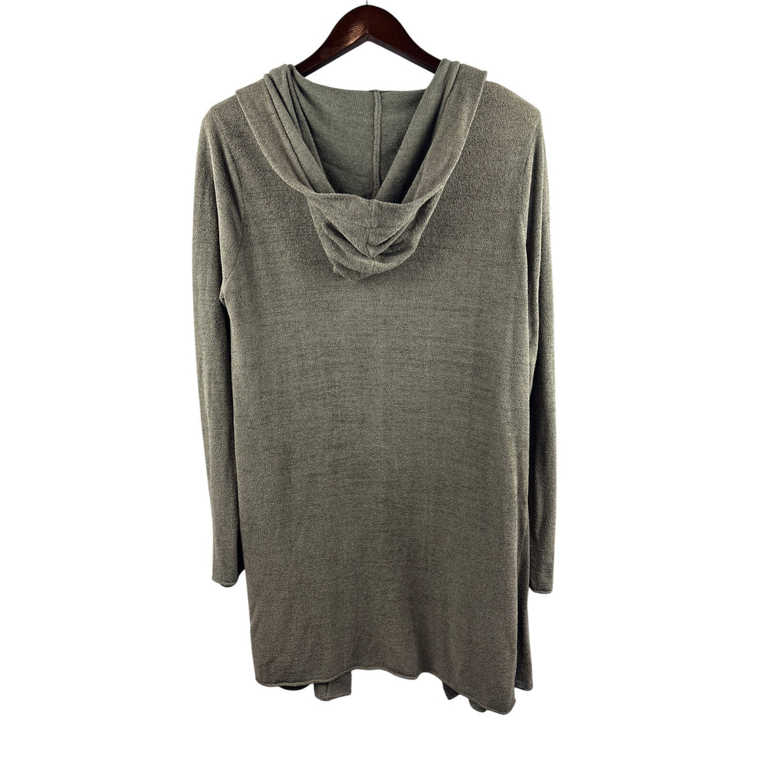 Women’s Barefoot Dreams Large Olive Green Plush Hooded Cardigan