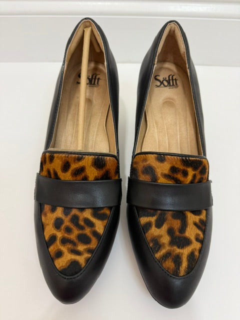 Sofft Parkdale Leopard Calf Hair Loafer Pumps Black NWT Sz9.5
