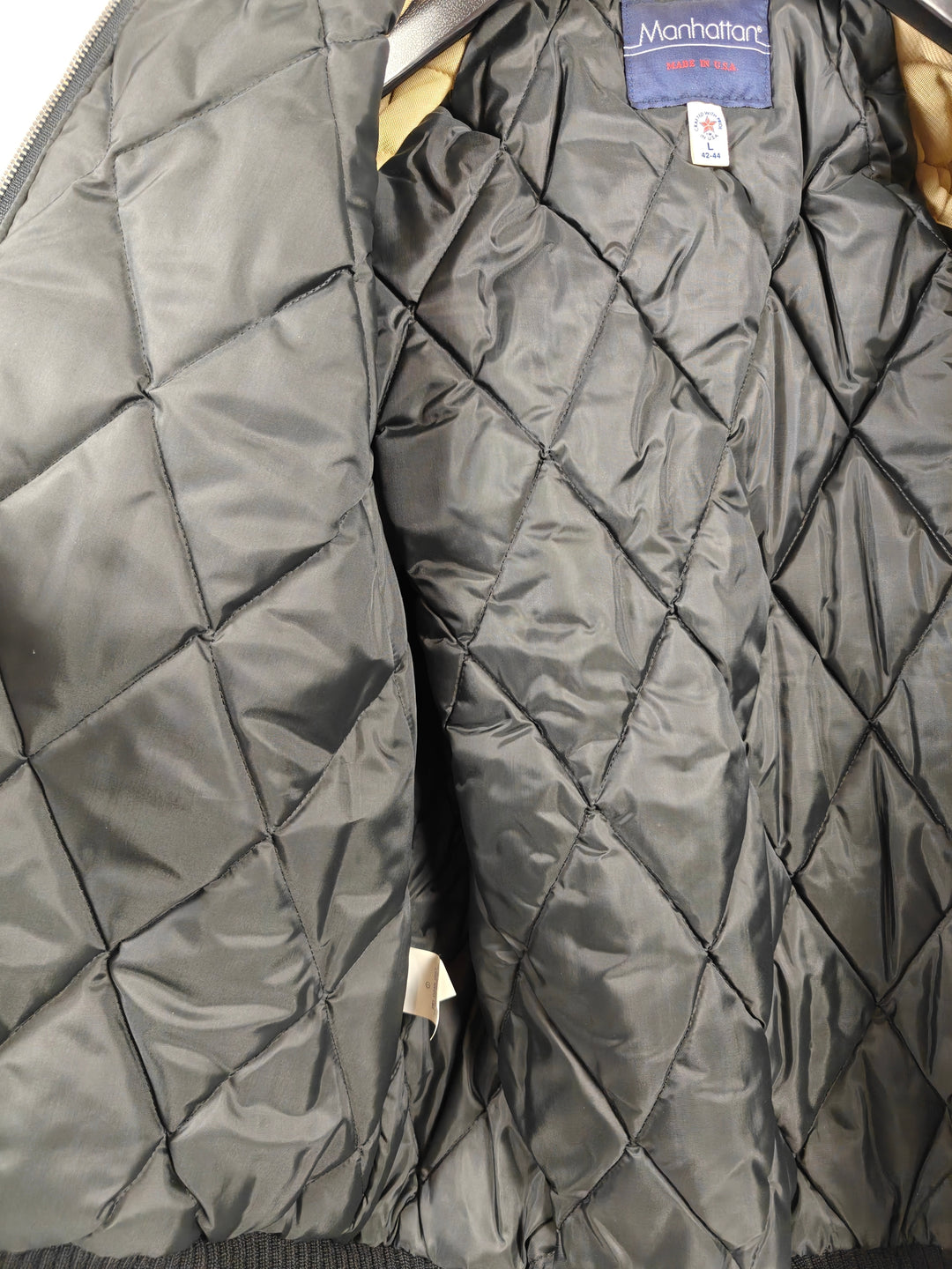 Mens Manhattan Bomber Jacket Black Charcoal Wool Look Outerwear