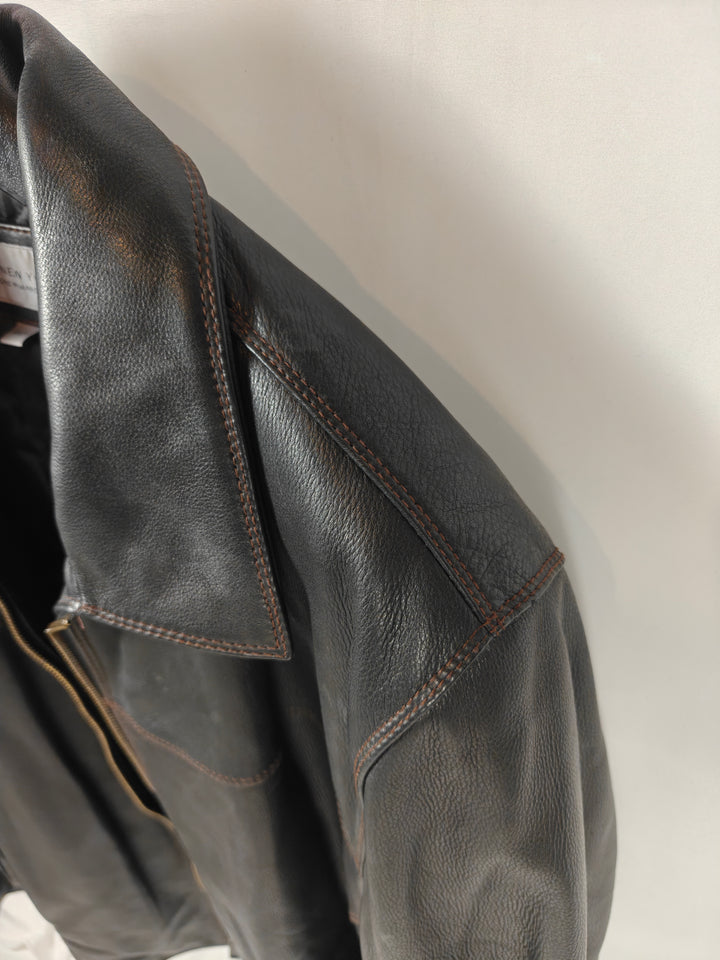 Mens Marc New York Leather Jacket Black 4XLT