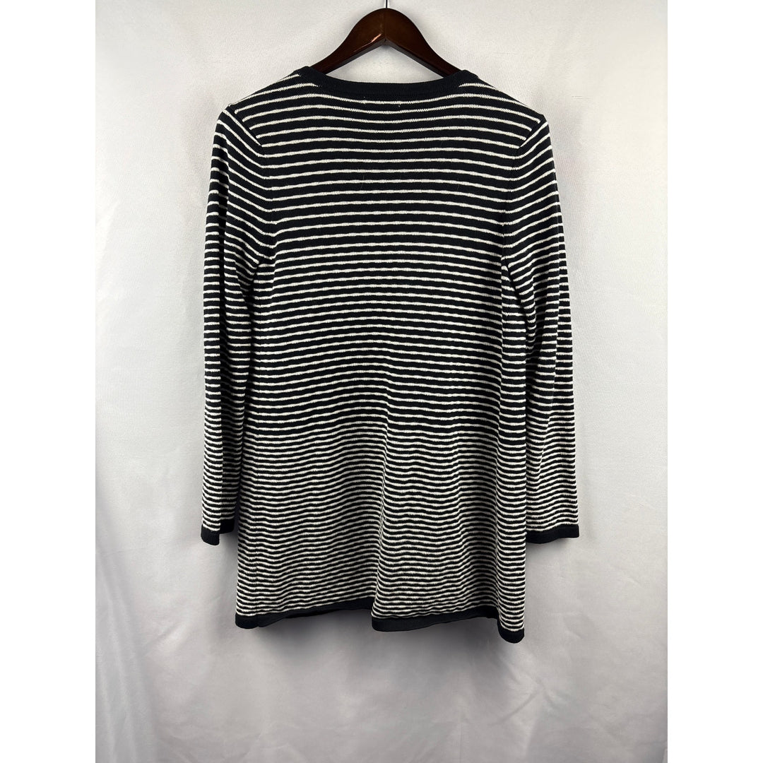 Women’s Charter Club Small Black & White Striped Cardigan