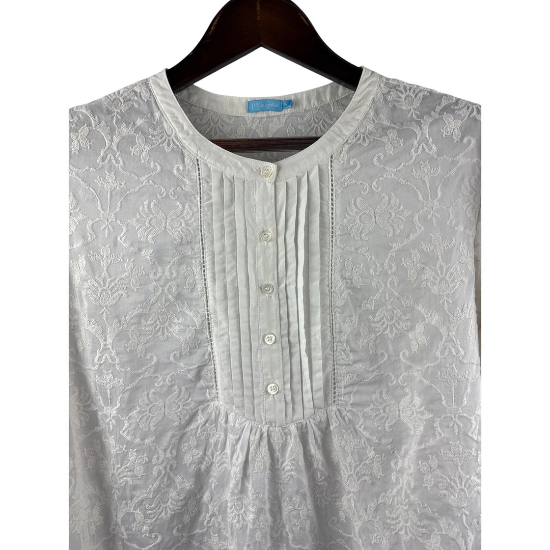 Women’s J. McLaughlin XL White Blouse w/ Paisley Design