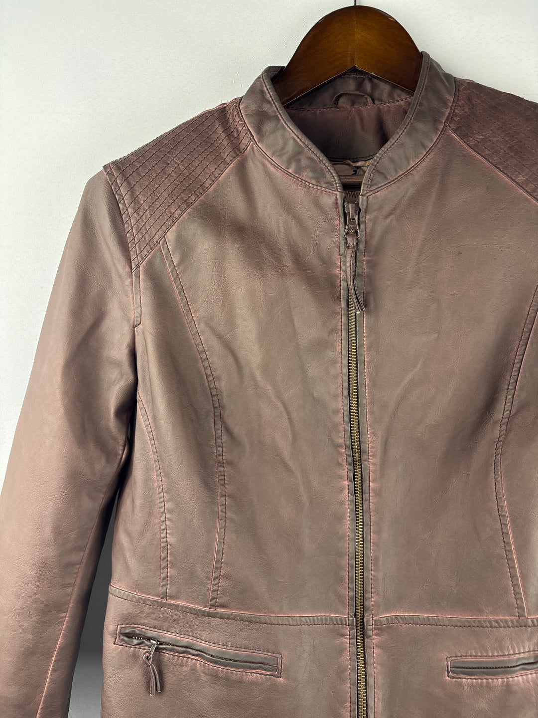 Women’s Hei Hei Large Muted Mauvish Brown Faux Leather Jacket