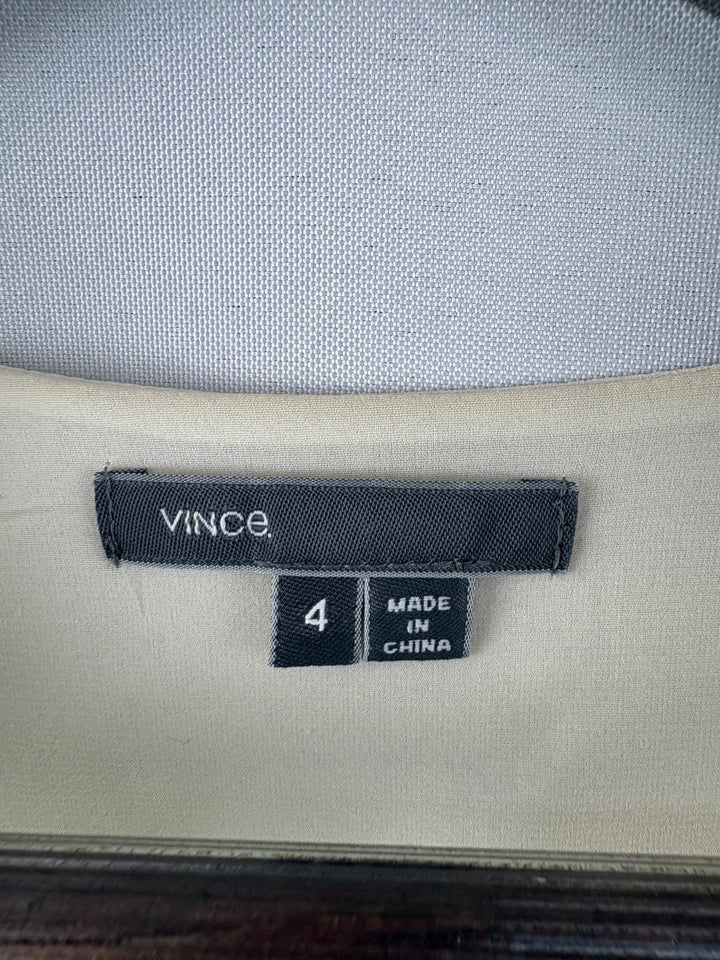 Women’s Vince Size 4 Cream Leather Sleeveless Blouse