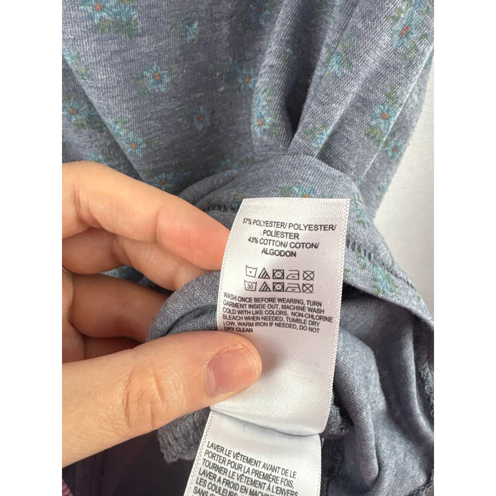 Women’s Lucky Brand Medium Light Grey T-Shirt w/ Teal Flowers