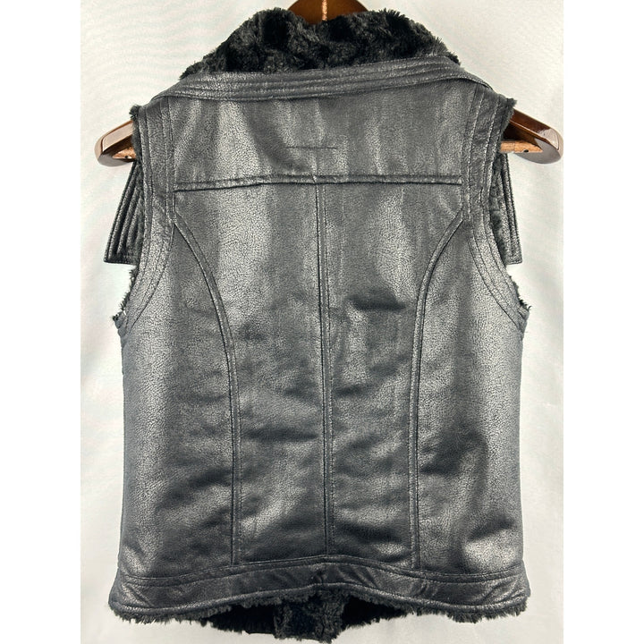 Women’s Olive & Oak Faux leather and fur biker vest Size Small