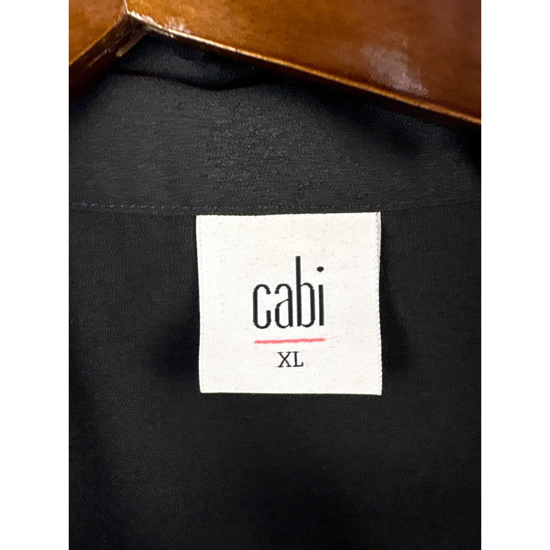 Women’s Cabi XL Black V-Neck Sleeveless Blouse w/ Built-in Fringed Scarf