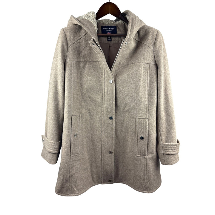 Women’s London Fog XL Beige Hooded Winter Coat