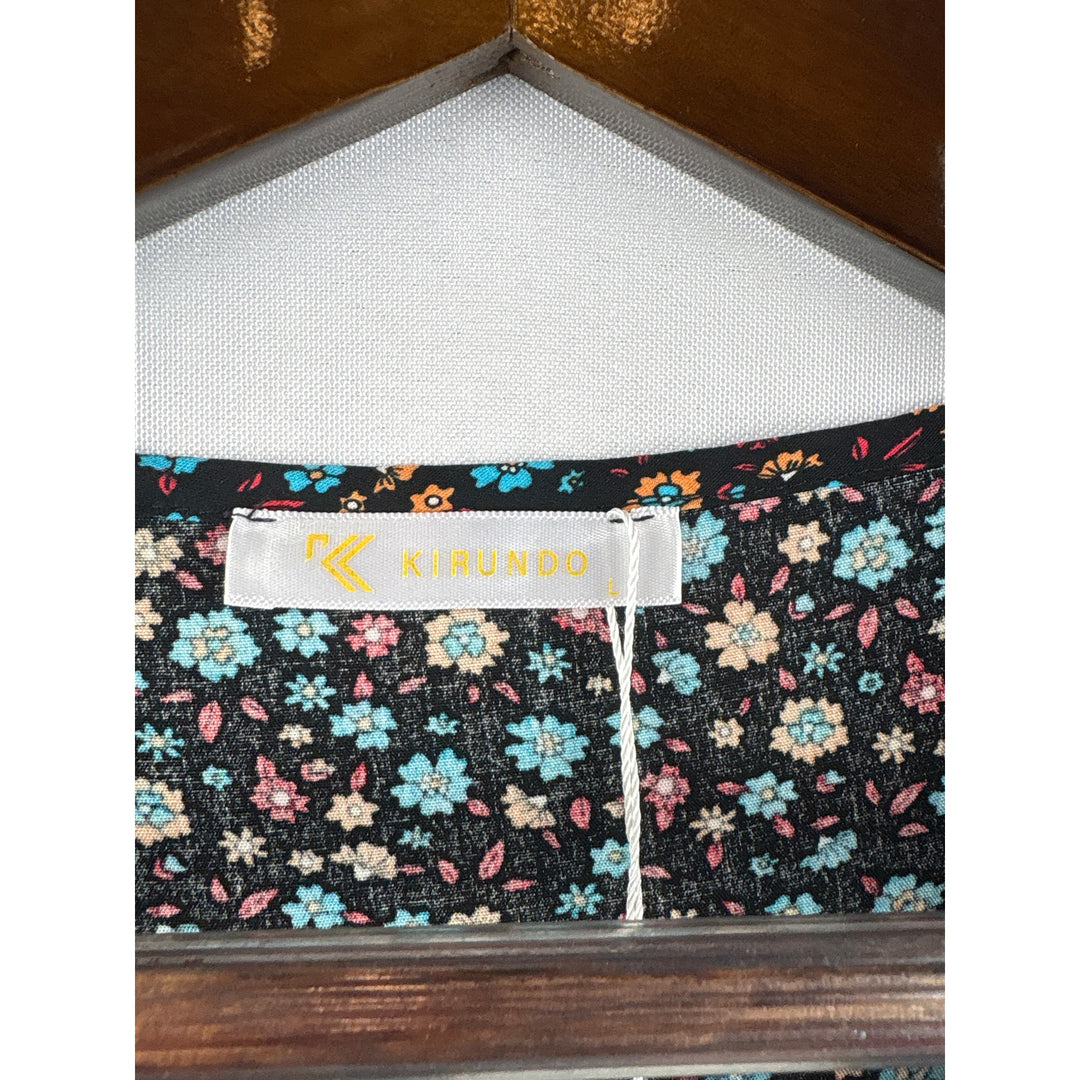 Women’s Kirundo Large Black w/ Multicolor Florals & Paisley Patterns Maxi Dress