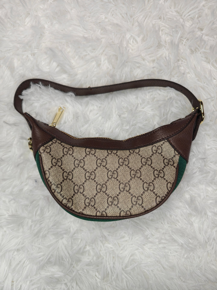 Women Gucci Style Half Moon Hobo Bag Brown Beige Green Red