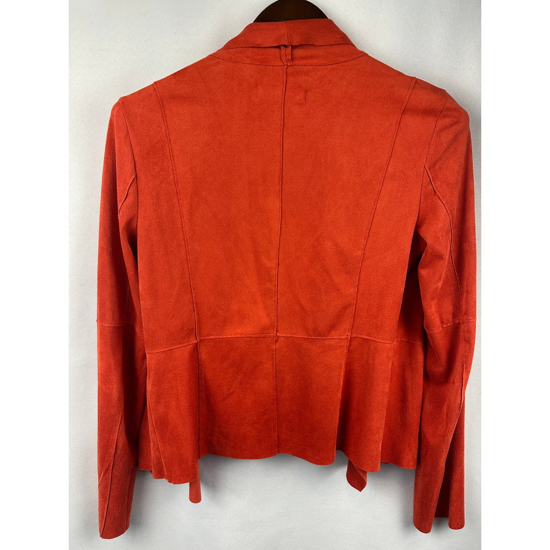Women’s Bagatelle Collection Orange Faux Suede Drape Cardigan Size Small