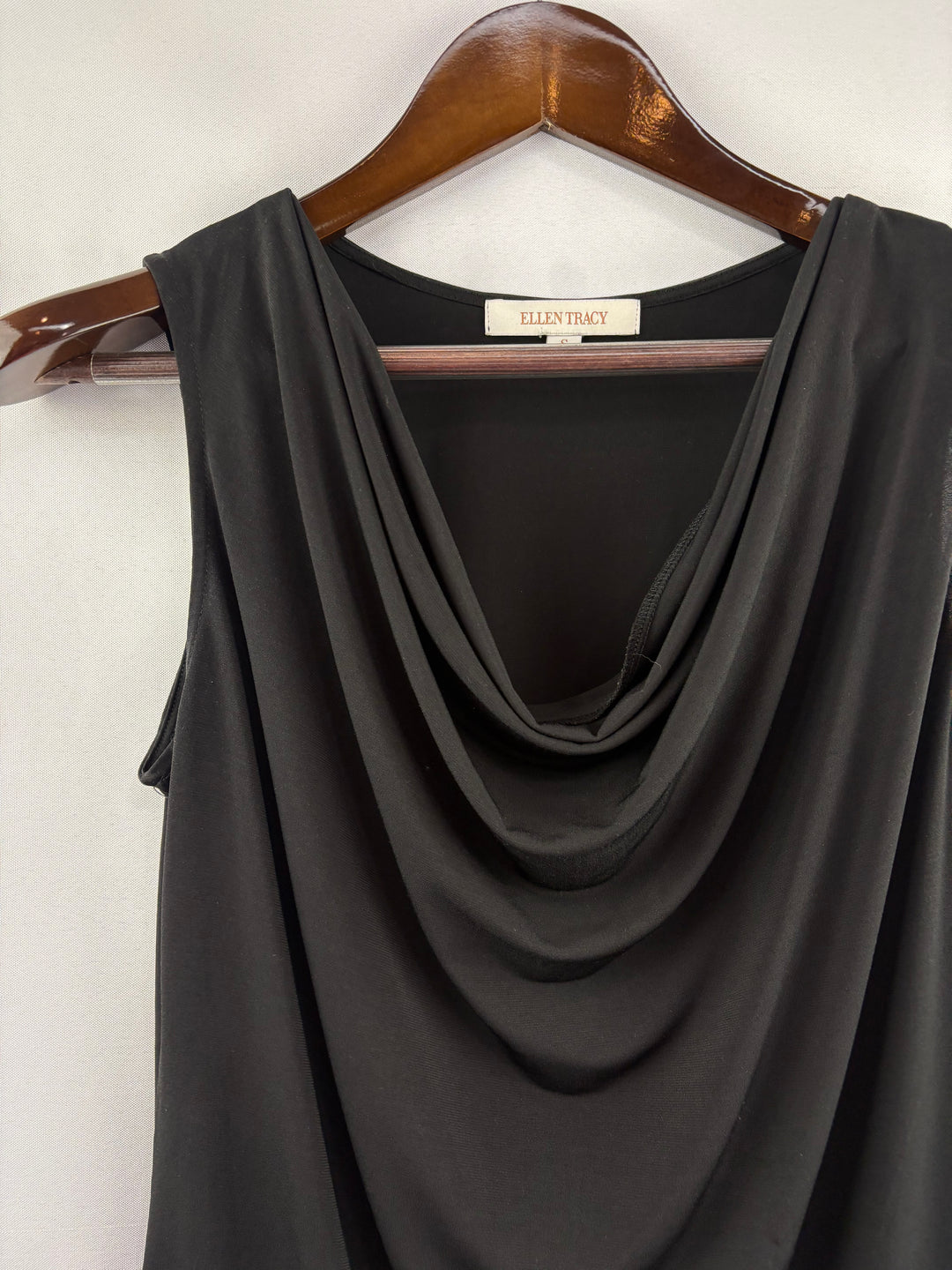 Women’s Ellen Tracy Small Black Cowelneck Sleeveless Blouse