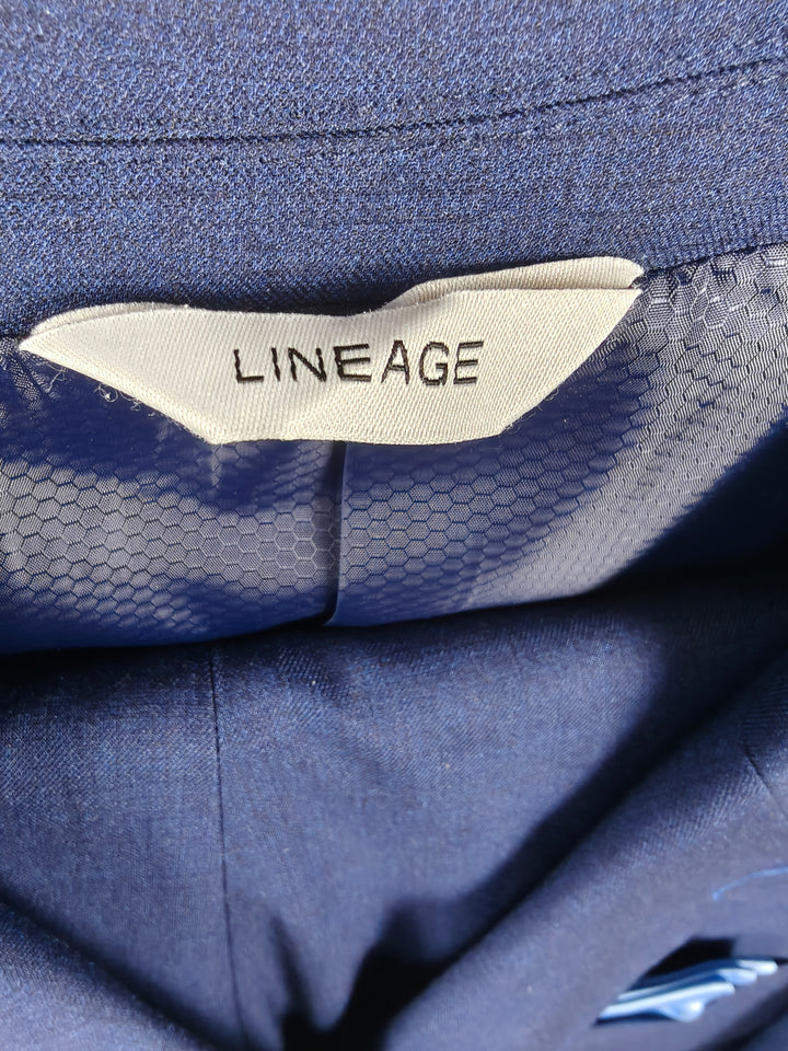 Lineage Men's Blue 2 Piece Suit 42R Blazer & Dress Pants Stretch Classic Fit