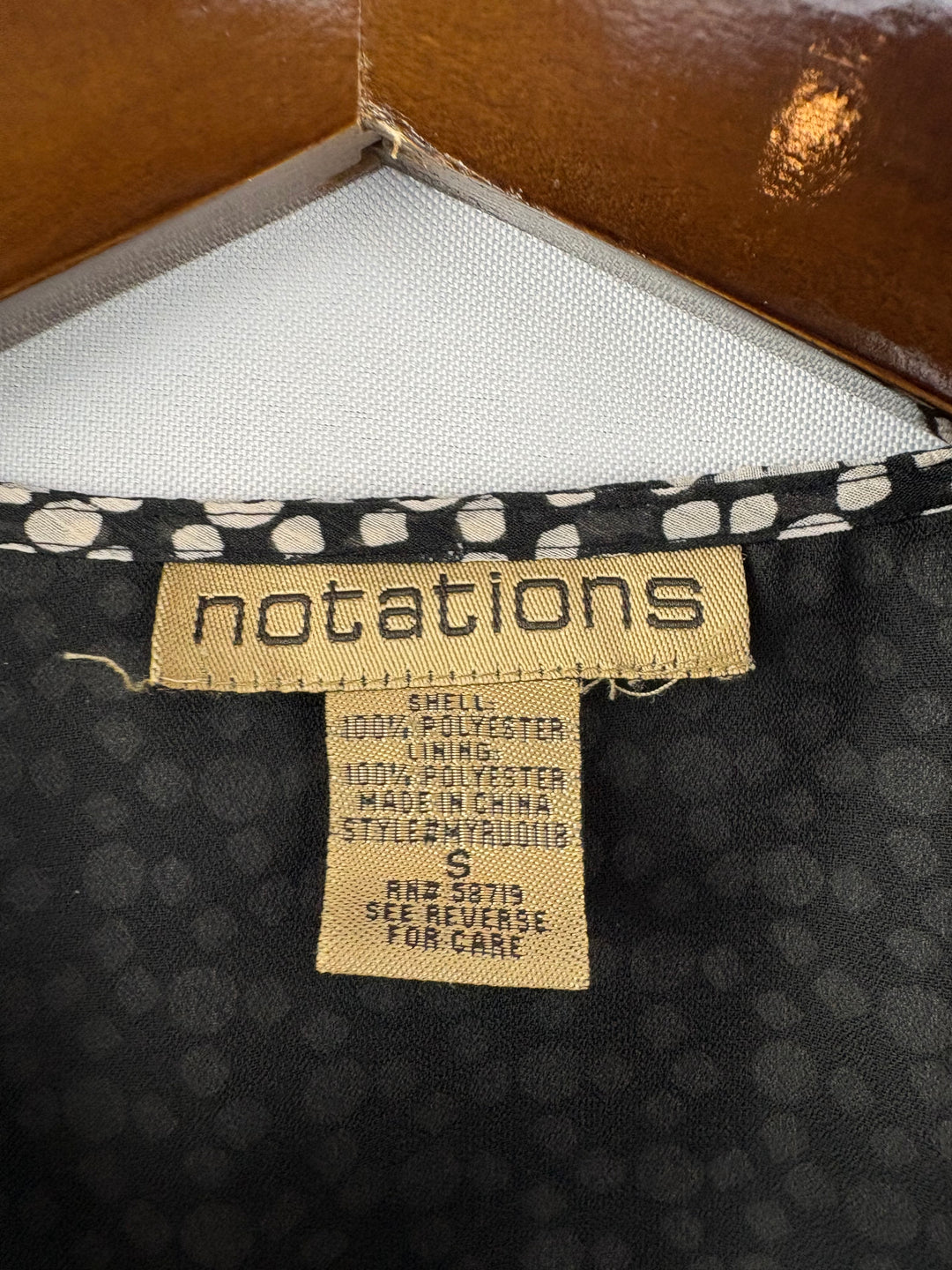 Women’s Notations Small Black & White Dot Blouse