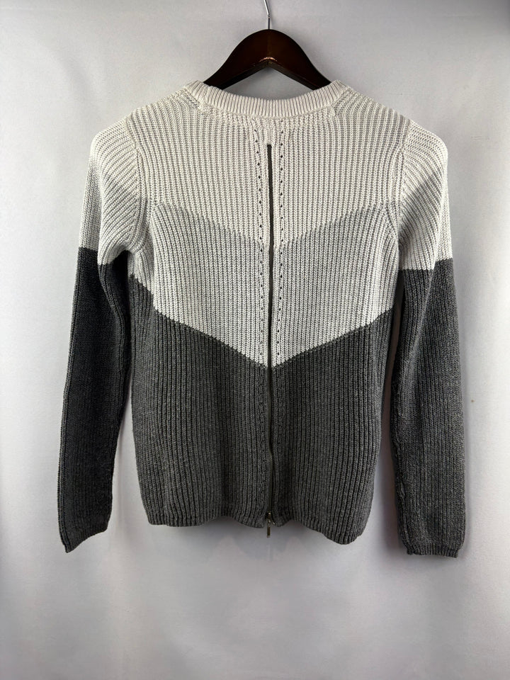 Women’s Design History Petite Small Gray & Cream Colorblock Sweater