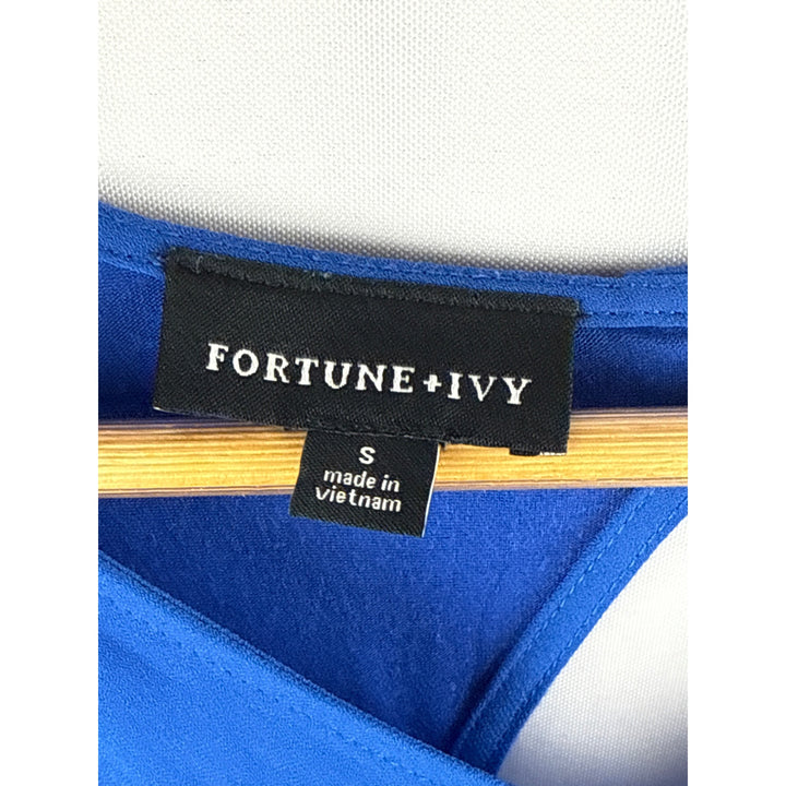 Fortune+Ivy Womens Sleeveless Blue Blouse With Front Zipper Accent - Size S