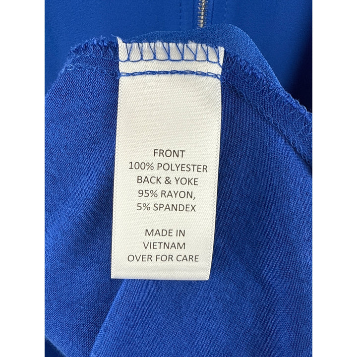 Fortune+Ivy Womens Sleeveless Blue Blouse With Front Zipper Accent - Size S