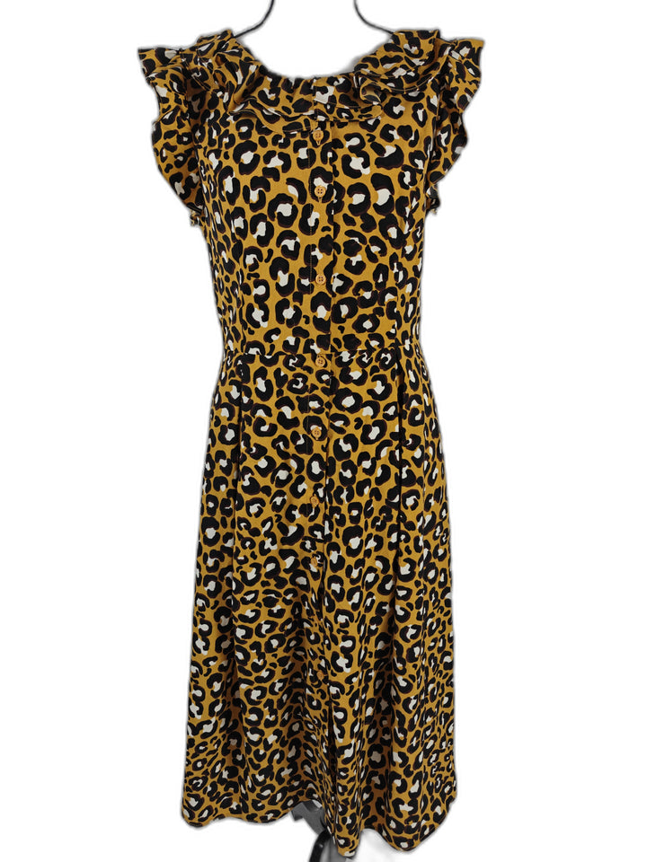 Women’s Who What Wear Leopard Print Midi Dress Mustard XS
