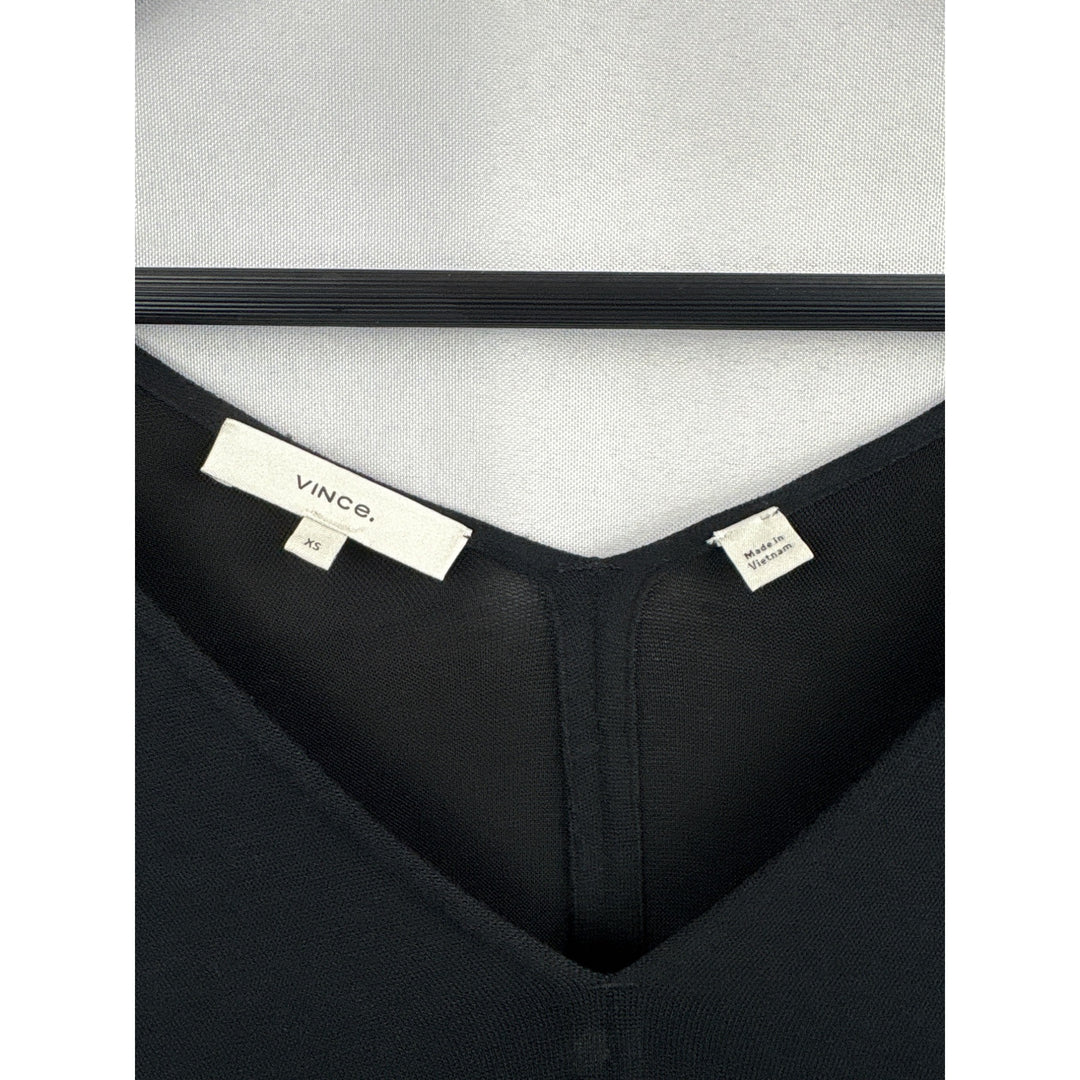 Women’s Vince Size XS Black V-Neck Short Sleeve Blouse