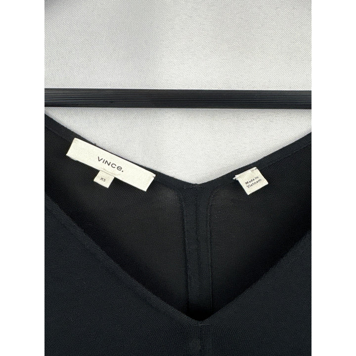 Women’s Vince Size XS Black V-Neck Short Sleeve Blouse