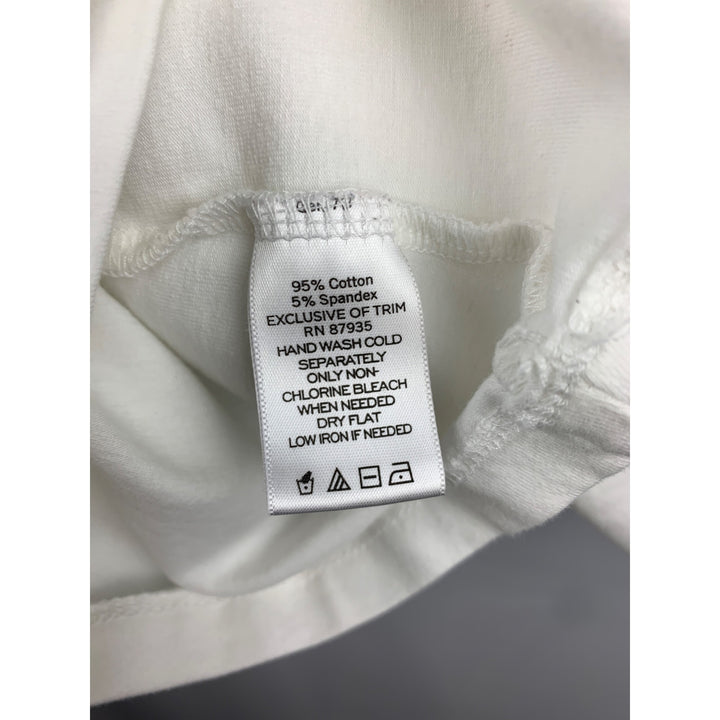 Susan Graver Womens Large White Cotton & Spandex Top With Crochet Lace Detail