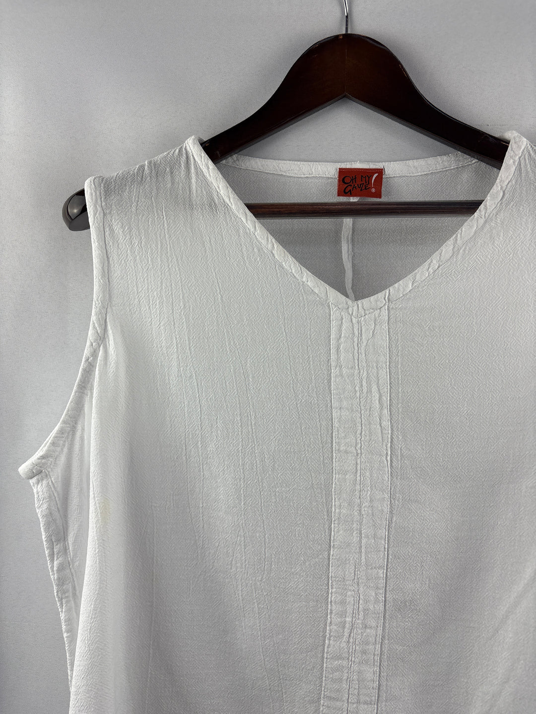Women’s Oh My Gauze! XXL White Sleeveless Blouse
