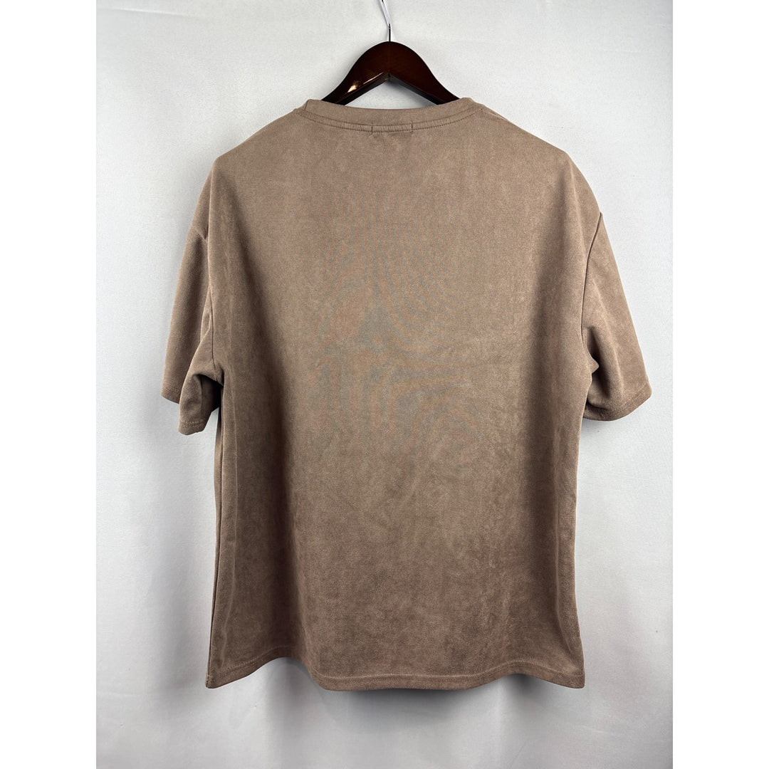 Men’s jk.ptwso XL Mocha Brown Suede Shirt with Embroidery