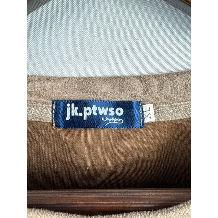 Men’s jk.ptwso XL Mocha Brown Suede Shirt with Embroidery