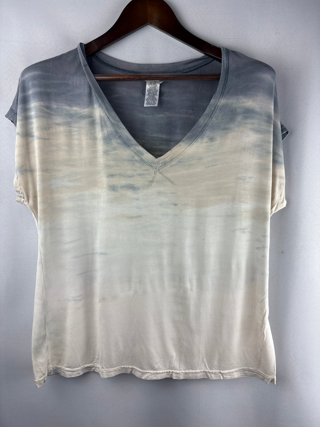 Women’s Hard Tail Forever Small Cream &amp; Gray Tie-Dye T-Shirt