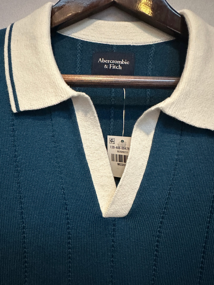 Men’s Abercrombie & Fitch Teal Short Sleeve Polo Sweater Size M
