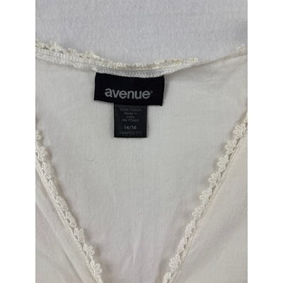 Avenue White Sleeveless Cotton Blouse Size 14/16