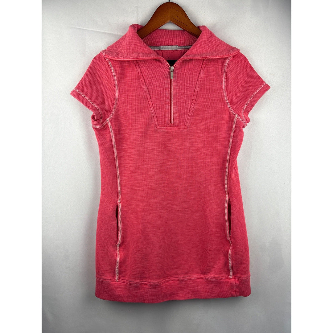 Tommy Bahama Womens S Pink Half-Zip Short Sleeve Tunic Dress