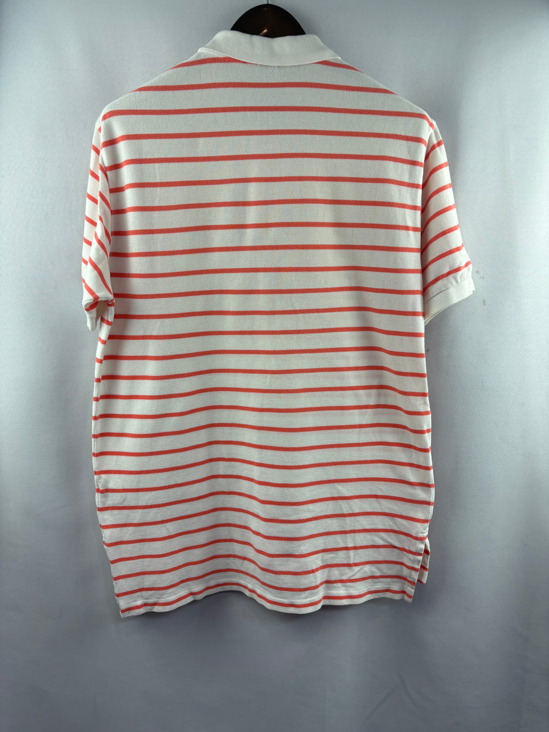 Men’s Polo Ralph Lauren Large White & Orange Striped Polo Shirt