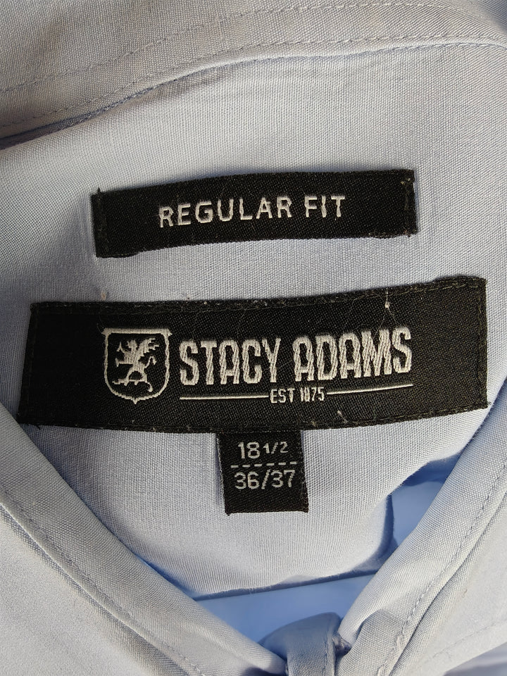 Stacy Adams Men's Light Blue French Cuff Dress Shirt 18.5 36/37 Regular Fit Button Front