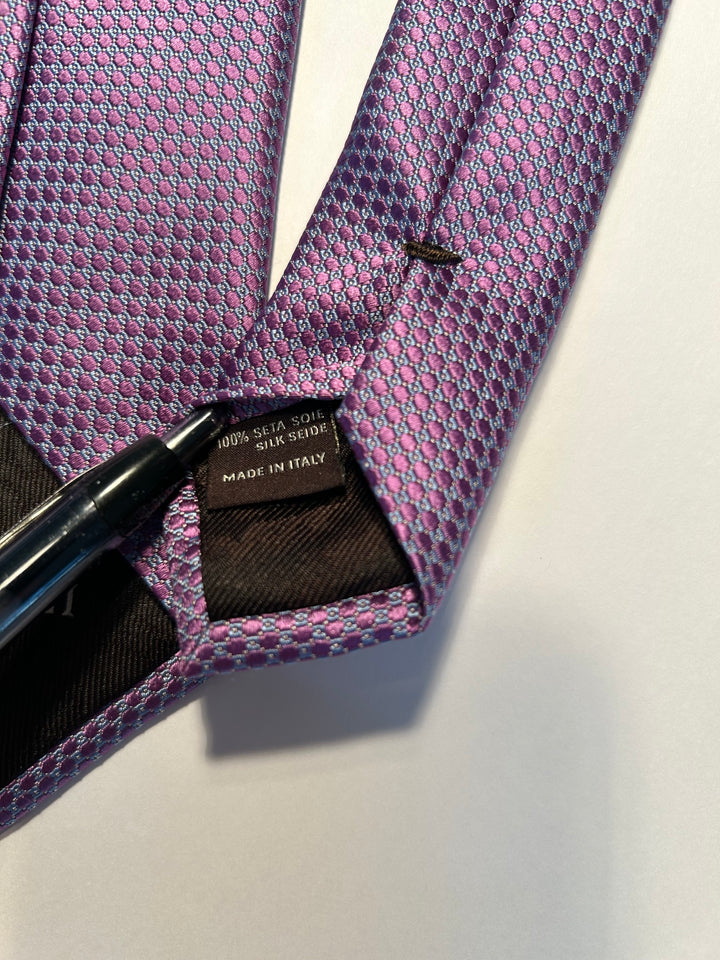 Canali 100% Silk Geometric Jacquard Tie Purple Blue Made in Italy