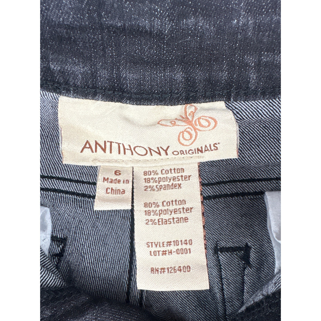 Antthony Originals Womens Black Denim Jeans Size 6 Cotton/Polyester/Spandex Blend