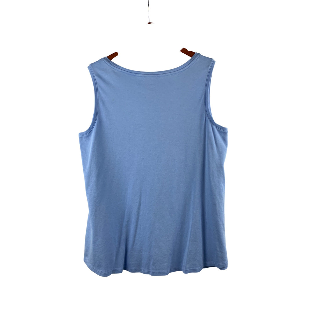 Isaac Mizrahi Live Essentials Womens XL Blue Sleeveless Cotton Tank Top