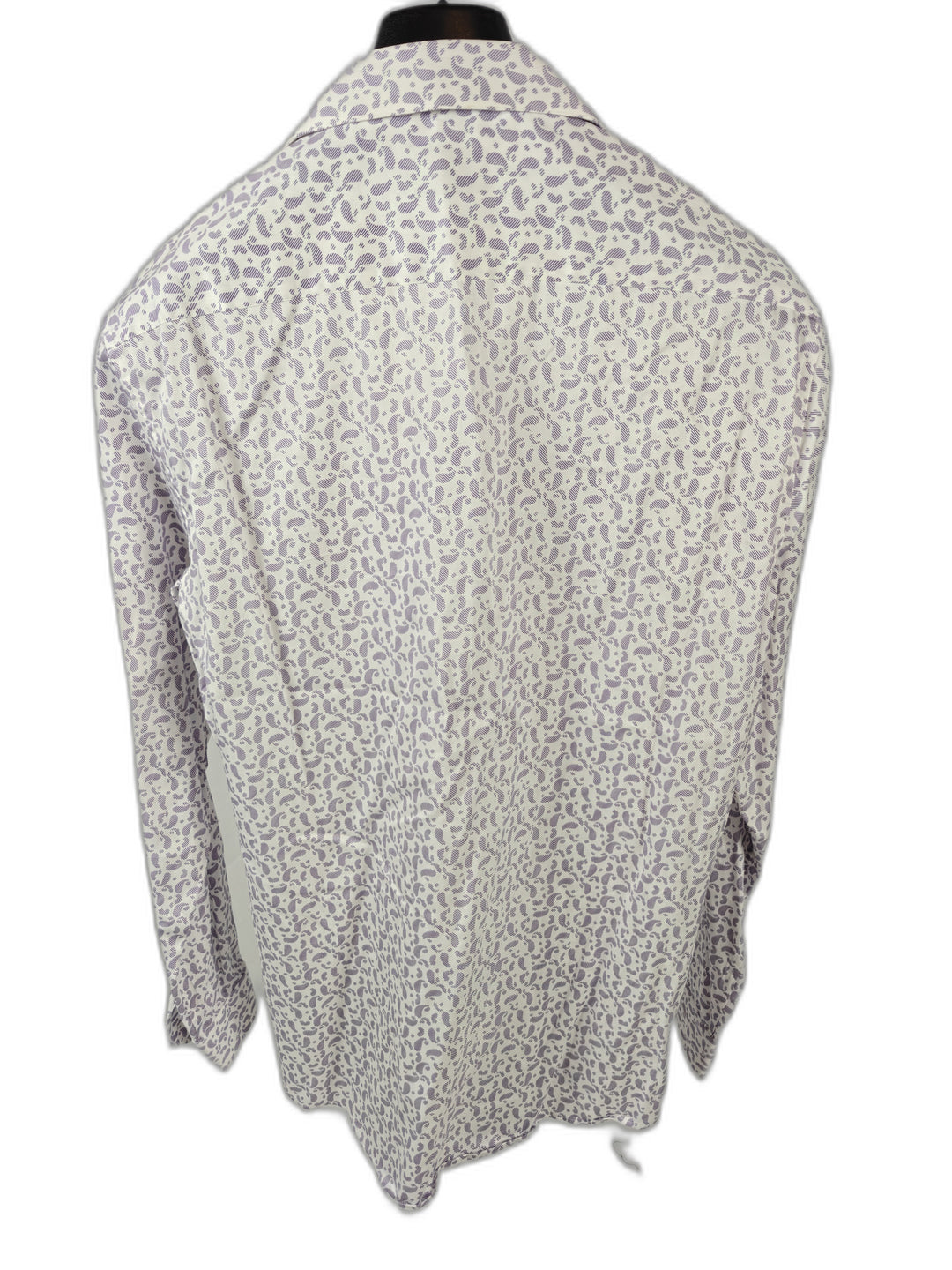 Men’s La Madre Button-Up Shirt White Purple Leopard Print XL