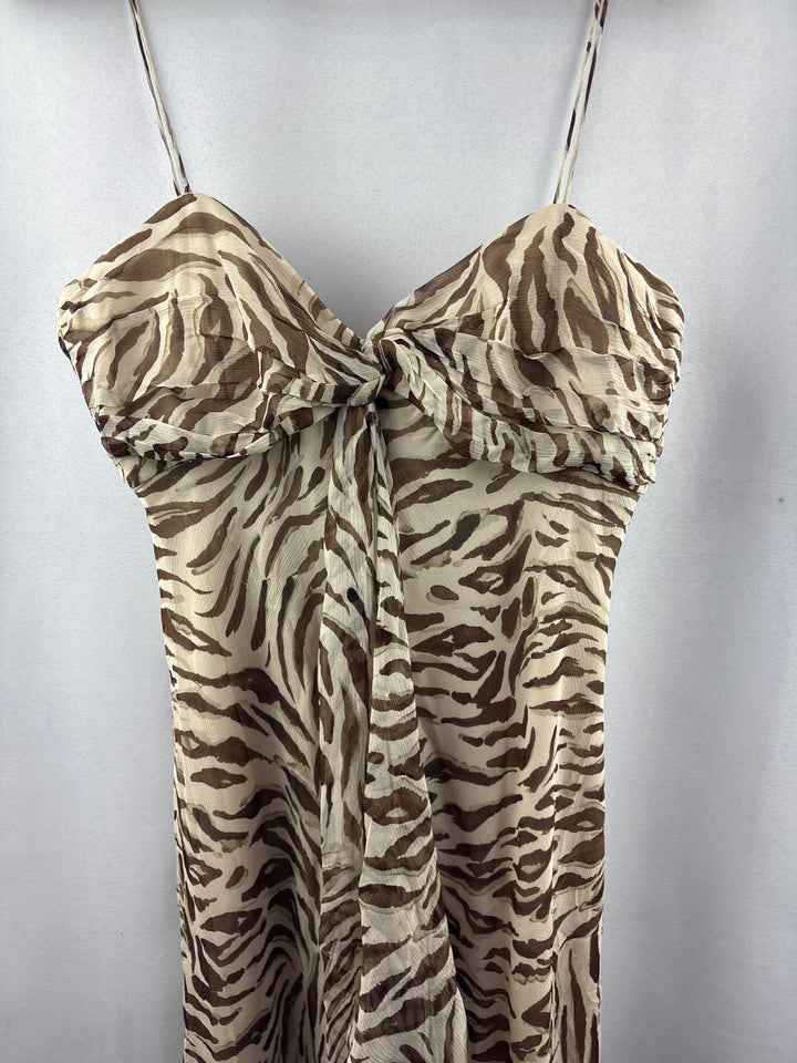 Women’s Milly Size 10 Brown & Tan Animal Print Cocktail Dress