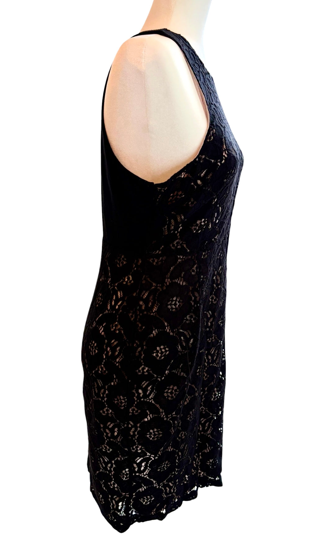 H&amp;M Black Lace Floral Sheath Midi Women&