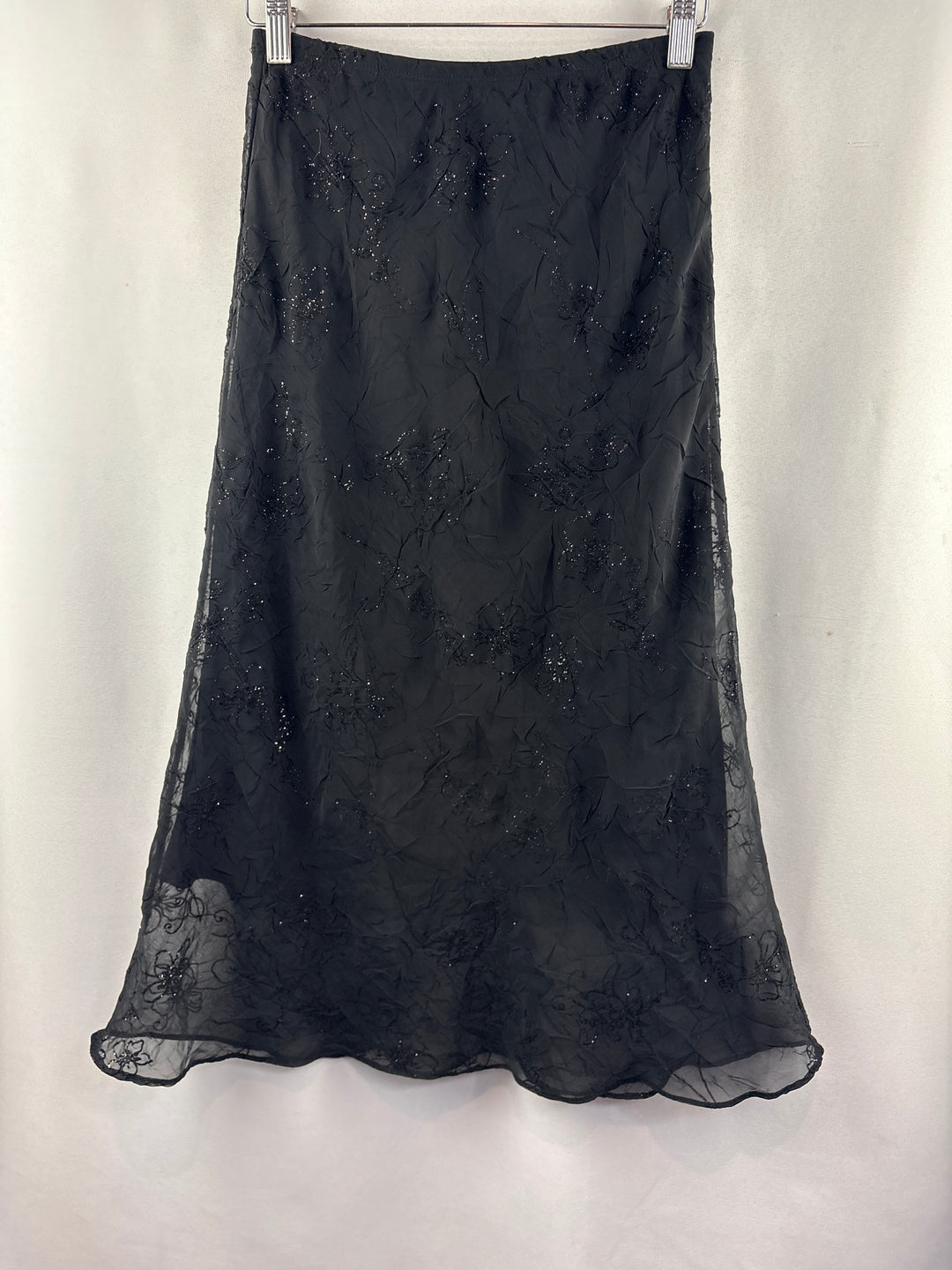 Women’s No Appt. Necessary Small Black Sparkly Midi Skirt