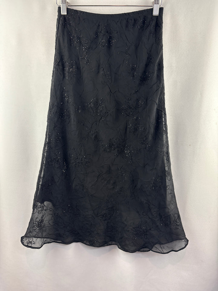 Women’s No Appt. Necessary Small Black Sparkly Midi Skirt