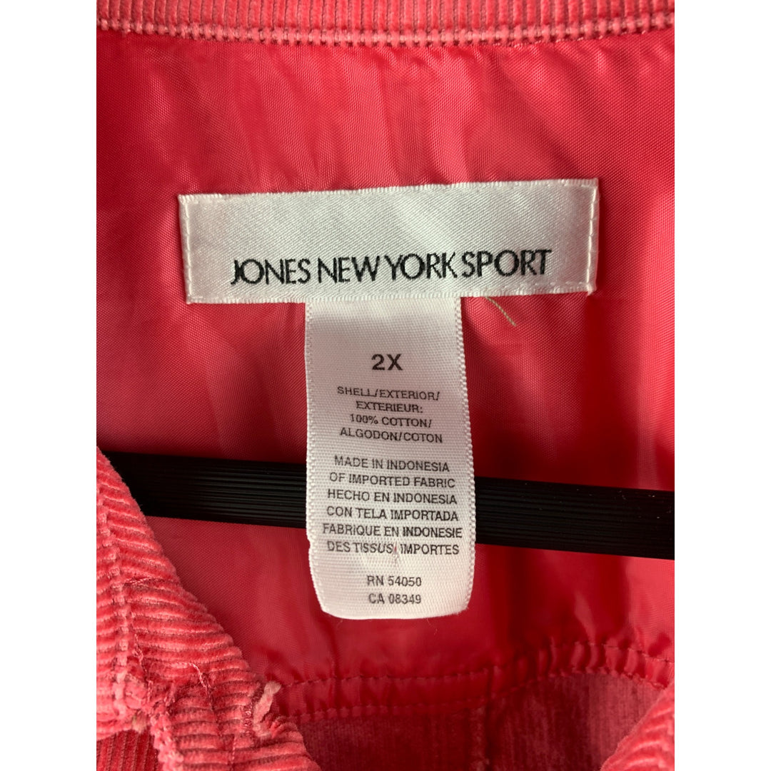 Jones New York Sport Womens 2X Pink Corduroy Jacket