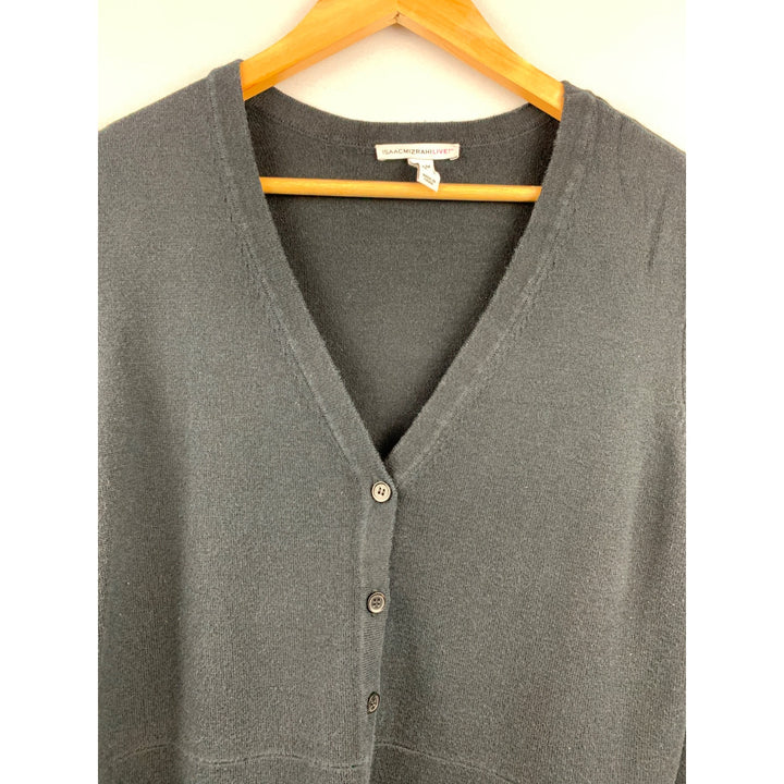 Isaac Mizrahi Live! Womens Black V-Neck Button-Front Cardigan Sweater M/L