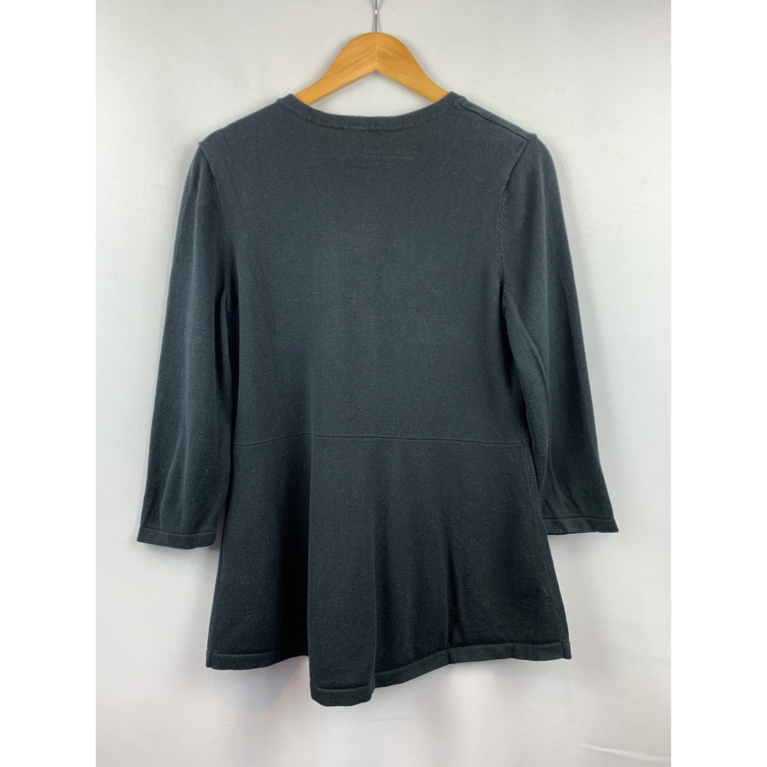 Isaac Mizrahi Live! Womens Black V-Neck Button-Front Cardigan Sweater M/L