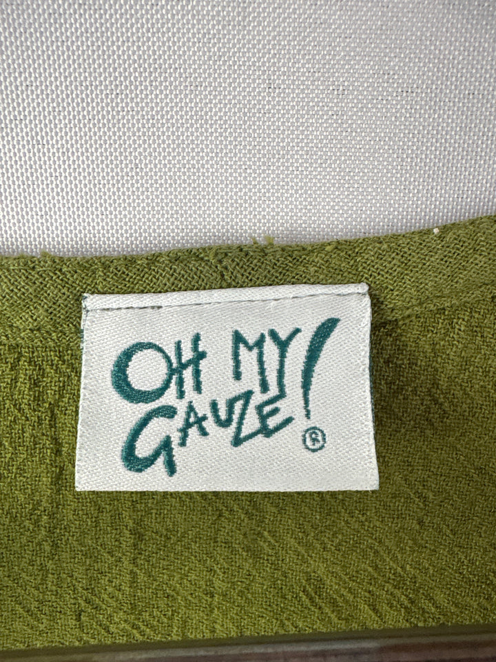 Women’s Oh My Gauze! XXL Olive Green Short Sleeve Blouse