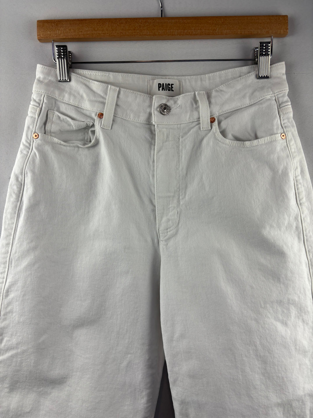 Women’s Paige Size 28 White Wide Leg High Waisted Jeans