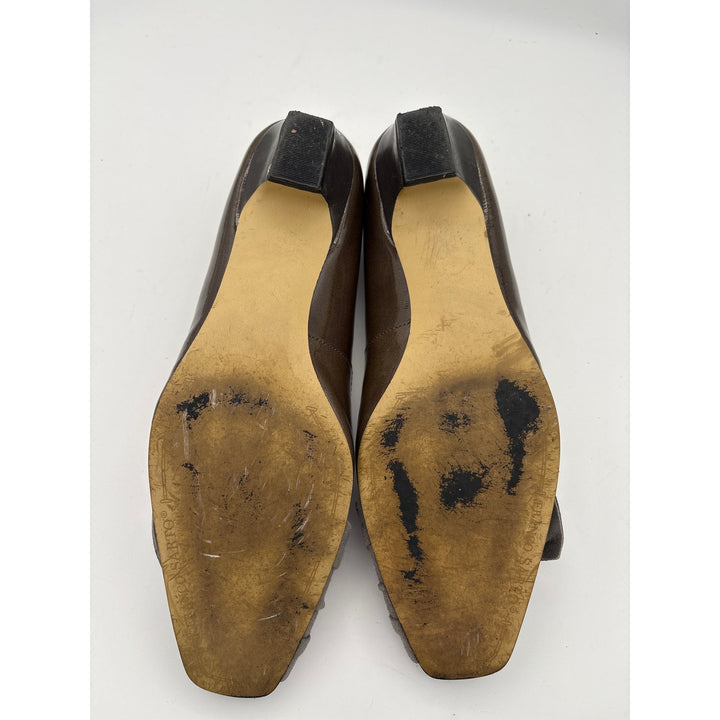 Women’s Franco Sarto Size 8 Brown Patent Leather Buckle Flats