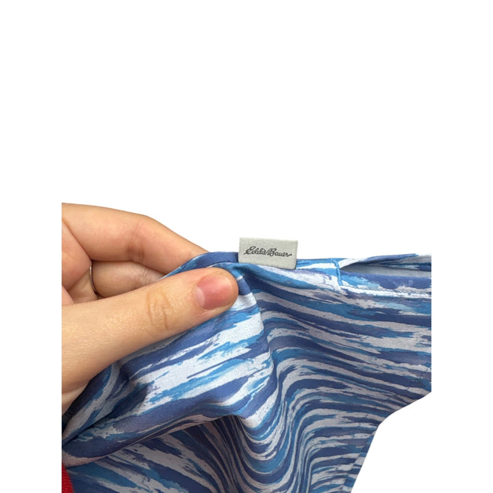 Women’s Eddie Bauer XL Blue & White Patterned Sleeveless Blouse