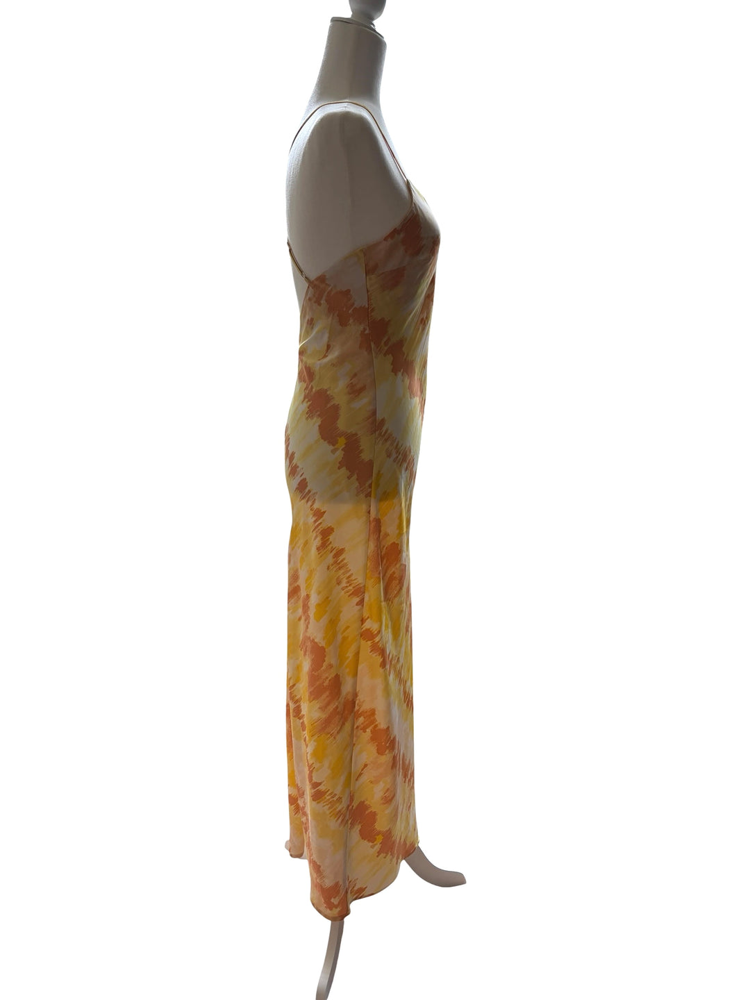 Forever 21 Women’s Yellow/Orange Tie Dye Slip Adjustable  Maxi Dress, Size M